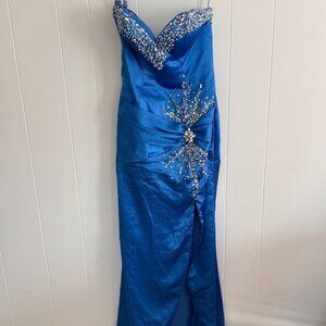 Blue Jeweled Prom Dress